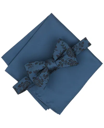 Bar Iii Men's Clark Floral Bow Tie And Pocket Square, 2-piece Set, Macy's Exclusive In Blue