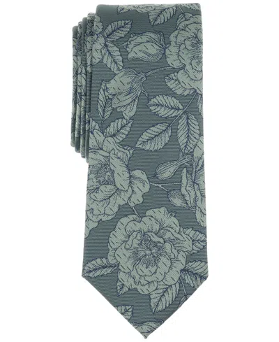 Bar Iii Men's Clifton Skinny Floral Tie, Created For Macy's In Emerald