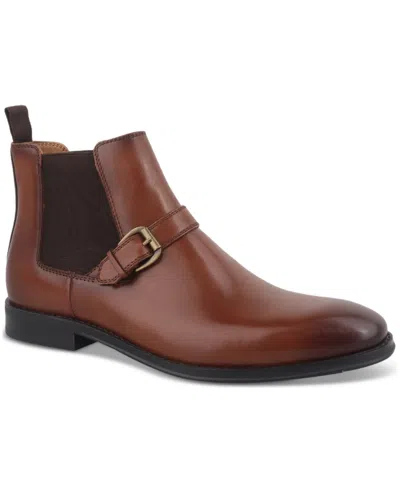 Bar Iii Men's Crawfordd Leather Chelsea Boot, Created For Macy's In Dark Brown Leather