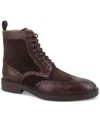 Bar Iii Men's Dabneyy Leather Wingtip Boot, Created For Macy's In Brown Leather,suede