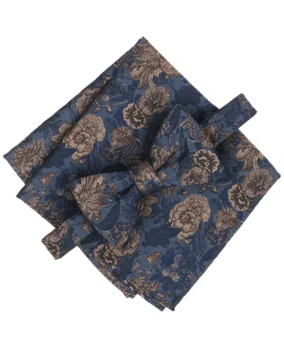 Bar Iii Men's Easton Floral Bow Tie And Pocket Square, 2-piece Set, Macy's Exclusive In Blue