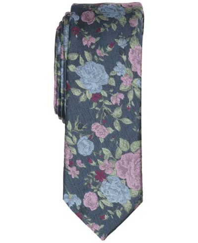 Bar Iii Men's Foster Floral Pattern Skinny Tie, Macy's Exclusive In Burgundy