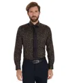 Bar Iii Men's Front Floral Print Dress Shirt, Macy's Exclusive In Black