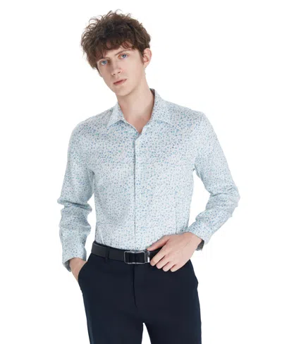 Bar Iii Men's Front Floral Print Dress Shirt, Macy's Exclusive In Blue