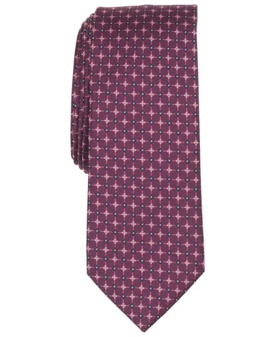 Bar Iii Men's Geometric-print Skinny Tie, Macy's Exclusive In Berry