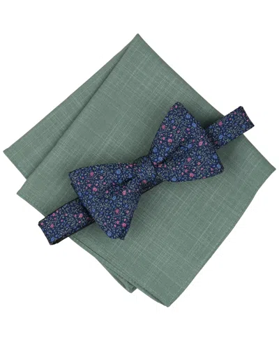 Bar Iii Men's Harley Bow Tie And Pocket Square, 2-piece Set In Cobalt,sage