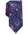 Bar Iii Men's Hilton Floral Tie, Created For Macy's In Berry
