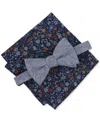 BAR III MEN'S KANUPP SOLID BOW TIE & FLORAL POCKET SQUARE SET, CREATED FOR MACY'S