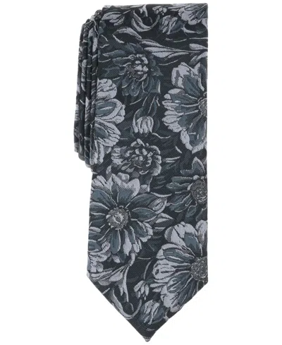 Bar Iii Men's Lawrence Skinny Floral Tie, Created For Macy's In Dark Charcoal