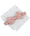 Bar Iii Men's Logan Solid Bow Tie & Floral Pocket Square Set, Exclusively At Macy's In Peach