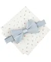 Bar Iii Men's Logan Solid Bow Tie & Floral Pocket Square Set, Exclusively At Macy's In Sky
