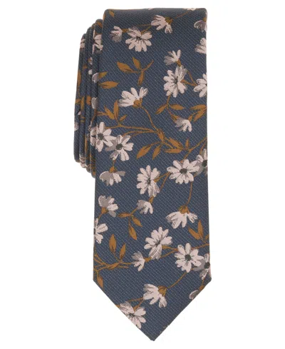 Bar Iii Men's Maple Floral Pattern Tie, Macy's Exclusive In Blue