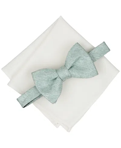Bar Iii Men's Melange Chevron Solid Bow Tie And Pocket Square, 2-piece Set, Macy's Exclusive In Green