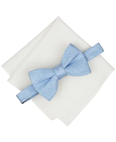 Bar Iii Men's Melange Chevron Solid Bow Tie And Pocket Square, 2-piece Set, Macy's Exclusive In Multi