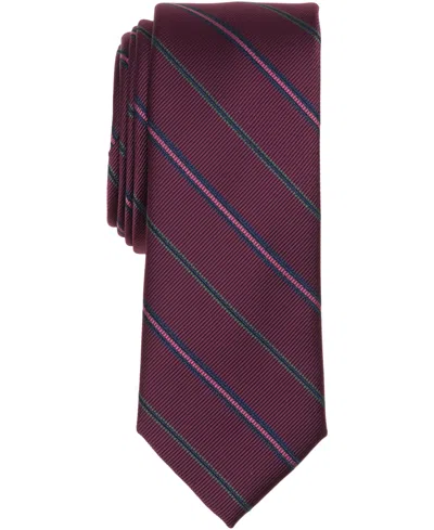 Bar Iii Men's Montrose Stripe Pattern Tie, Macy's Exclusive In Burgundy