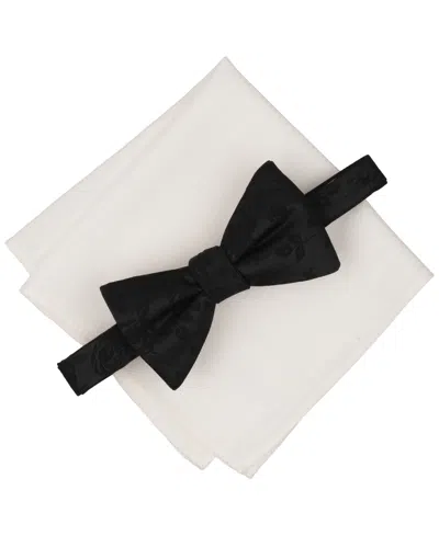 Bar Iii Men's Myles Bow Tie And Pocket Square, 2-piece Set In Black,white