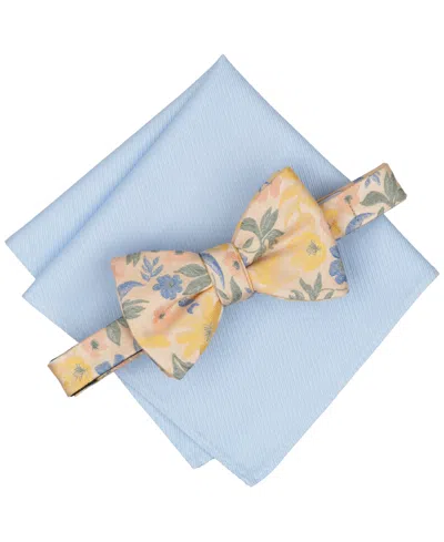 Bar Iii Men's Newell Floral Print Bow Tie And Pocket Square, 2-piece Set, Macy's Exclusive In Blue