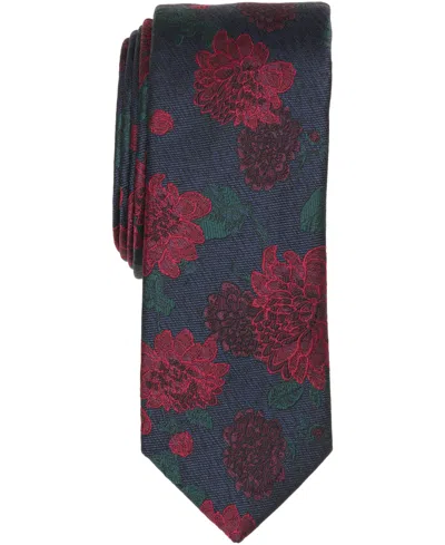 Bar Iii Men's Pemberton Floral Print Tie, Macy's Exclusive In Burgundy