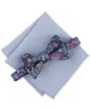 Bar Iii Men's Quimby Floral Bow Tie & Solid Pocket Square Set, Created For Macy's In Pink