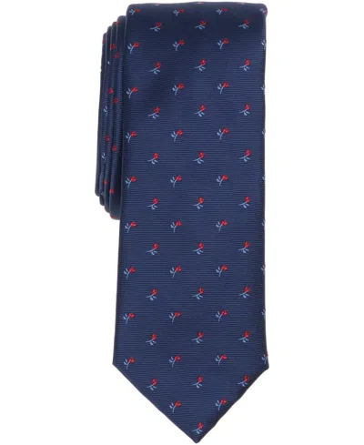 Bar Iii Men's Rose Charm Printed Tie, Macy's Exclusive In Blue