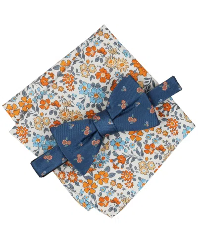 Bar Iii Men's Rubin Floral Bow Tie And Pocket Square, 2-piece Set, Macy's Exclusive In Blue
