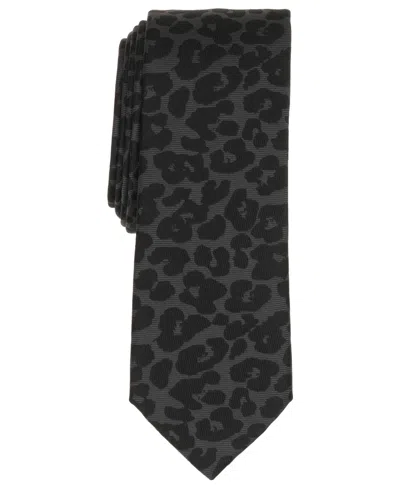 Bar Iii Men's Signature Leopard Print Tie, Macy's Exclusive In Black