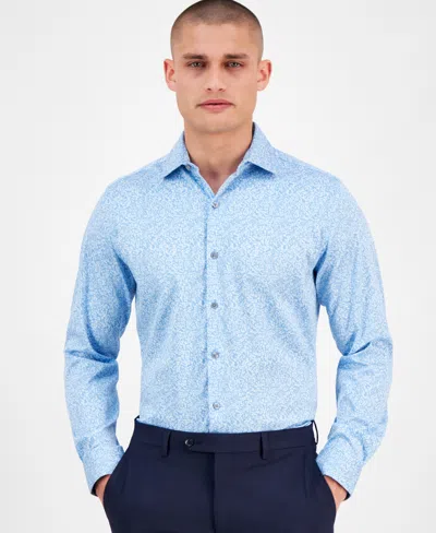 Bar Iii Men's Slim-fit Daniel Floral Dress Shirt, Exclusively At Macy's In Mid Blue