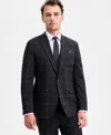 Bar Iii Men's Slim-fit Green & Burgundy Plaid Suit Separate Jacket, Macy's Exclusive In Black