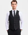 Bar Iii Men's Slim-fit Green & Burgundy Plaid Suit Separate Vest, Macy's Exclusive In Multi