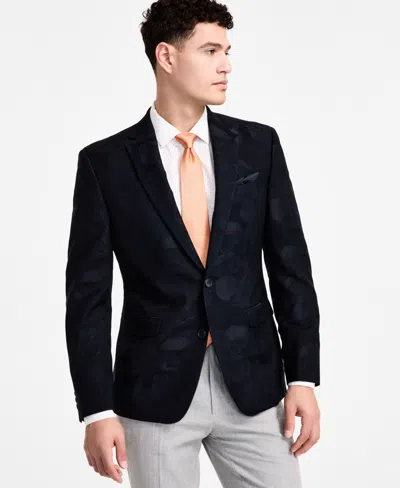 Bar Iii Men's Slim-fit Jacquard-floral Evening Jacket, Created For Macy's In Navy