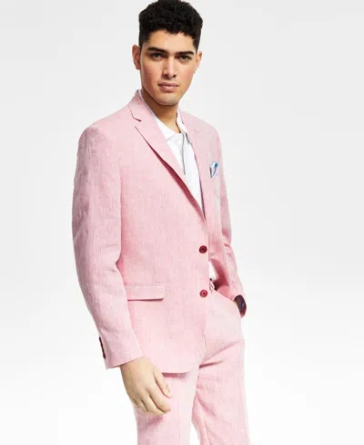 Bar Iii Men's Slim Fit Linen Suit Jacket - Blue Chambray In Pink