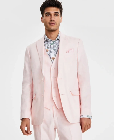 Bar Iii Men's Slim-fit Linen Suit Jackets, Created For Macy's In Pink Solid