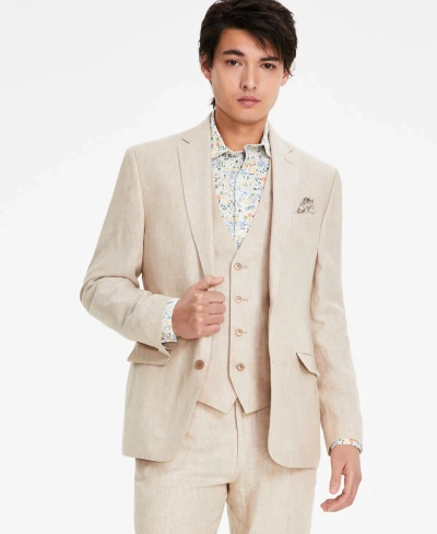 Bar Iii Men's Slim-fit Linen Suit Jackets, Created For Macy's In Tan Solid