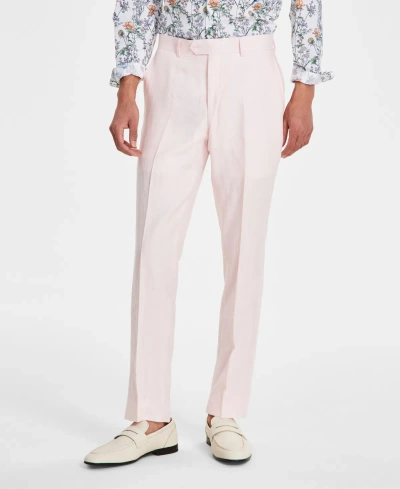 Bar Iii Men's Slim-fit Linen Suit Pants, Created For Macy's In Pink Solid