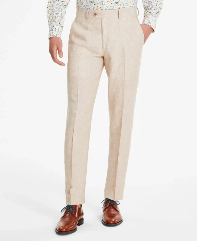 Bar Iii Men's Slim-fit Linen Suit Pants, Created For Macy's In Tan Solid
