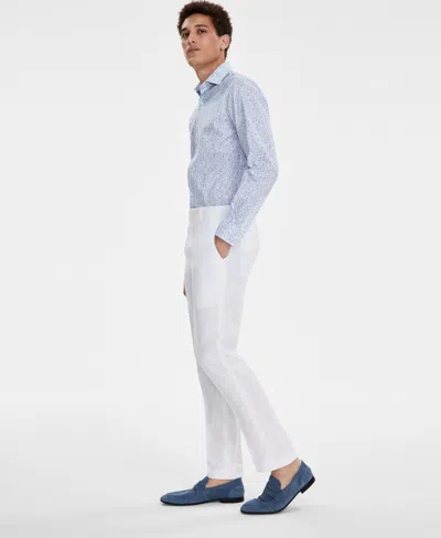 Bar Iii Men's Slim-fit Linen Suit Pants, Created For Macy's In White
