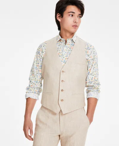 BAR III MEN'S SLIM-FIT 100% LINEN SUIT VEST, CREATED FOR MACY'S 