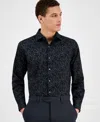 Bar Iii Men's Slim Fit Long Sleeve Button-front Abstract Floral Print Shirt, Exclusively At Macy's