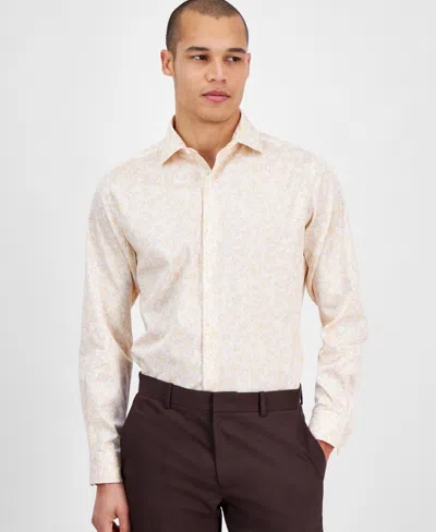 Bar Iii Men's Slim Fit Long Sleeve Button-front Boboli Floral Print Shirt, Exclusively At Macy's In Sugar Swizz