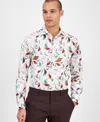 Bar Iii Men's Slim Fit Long Sleeve Button-front Isola Bella Floral Print Shirt, Exclusively At Macy's In Cream Olive