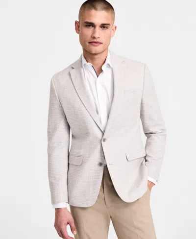 Bar Iii Men's Slim-fit Plaid Sport Coat, Created For Macy's In Natural Grey