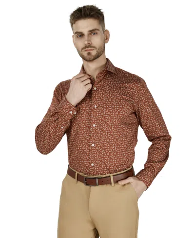 Bar Iii Men's Slim-fit Daniel Floral Dress Shirt, Macy's Exclusive In Brown