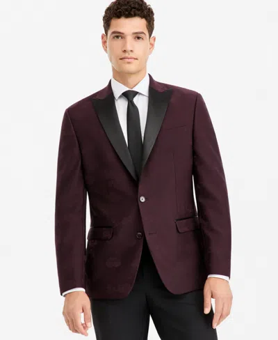 Bar Iii Men's Slim-fit Jacquard-floral Evening Jacket, Macy's Exclusive In Wine