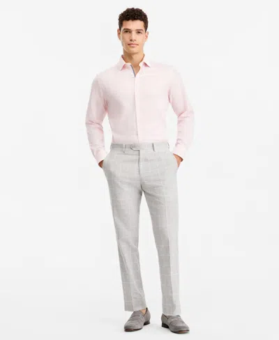 Bar Iii Men's Slim-fit Linen-blend Suit Separates Pants, Macy's Exclusive In Grey Plaid
