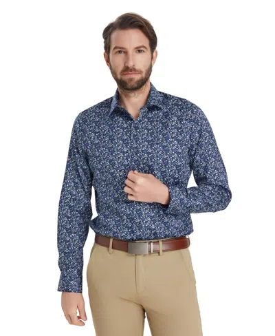 Bar Iii Men's Slim-fit Pencil Floral Dress Shirt, Macy's Exclusive In Blue