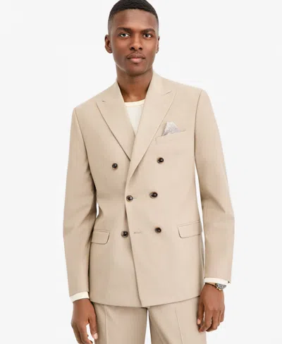 Bar Iii Men's Slim-fit Tan Solid Double-breasted Suit Separates Jacket, Macy's Exclusive In Neutral