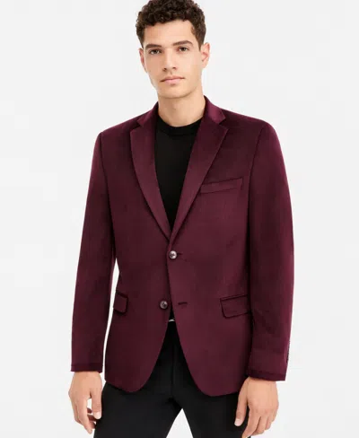 Bar Iii Men's Slim-fit Velvet Sport Coat, Macy's Exclusive In Burgundy