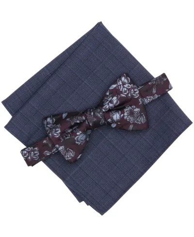 Bar Iii Men's Soho Floral Bow Tie With Pocket Square 2-piece Set, Macy's Exclusive In Blue