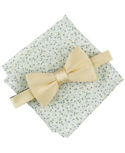 Bar Iii Men's Solid Bow Tie & Pocket Square Set, Exclusively At Macy's In Yellow