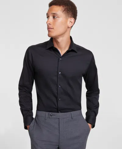 Bar Iii Men's Spread-collar Sateen Dress Shirt, Created For Macy's In Deep Black